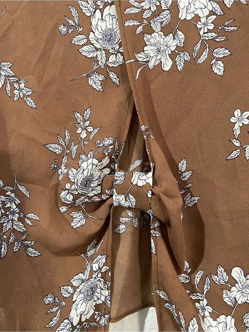 Alice Blue Brown Floral V-Neck Long Sleeve Blouse